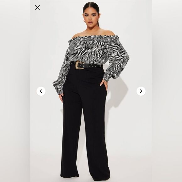 NWT - Fashion Nova Shiloh Printed Jumpsuit - Black/White - Size 2X - Picture 4 of 7